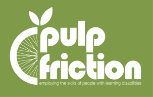 Pulp Friction logos - Strapline is employing the skills of people with learning disabilities