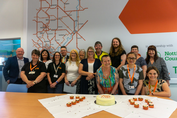 The via team celebrating 70 years of crossing patrols with cakes