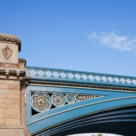 Trent Bridge detail with blue sky behind