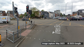 Google Maps (C) photo shot of the yellow box junction at West Bridgford showing cars moving across