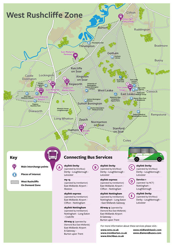 West Rushcliffe Notts bus On Demand Map