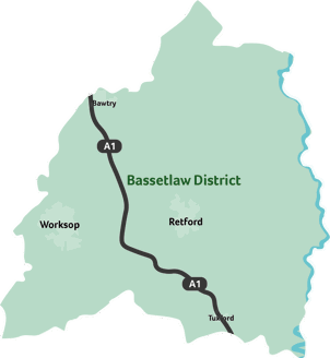 Map of Bassetlaw area